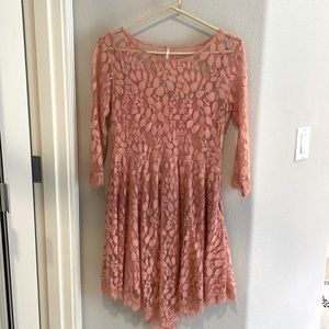 Free people lace dress soft pink